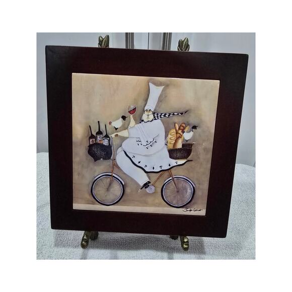 Jennifer Garant “Fat Chef” Set of 5 Framed Ceramic Tile Trivets / Wall Hangings - Picture 8 of 11
